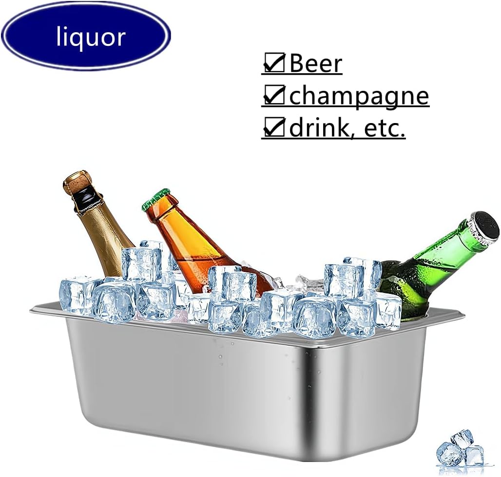 Ice Buckets for Parties,Wine Beer Champagne Bucket,Stainless Steel Ice Cube Bin (Medium)