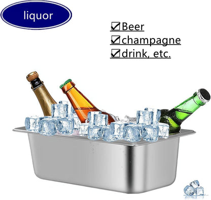 Ice Buckets for Parties,Wine Beer Champagne Bucket,Stainless Steel Ice Cube Bin (Medium)