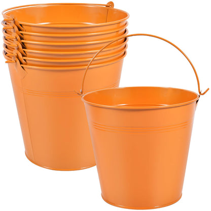OBTANIM 7 Pack Red Metal Buckets with Handle Galvanized Ice Pails for Plants, Succulents, Party Favors Organizing, Rustic Home Decor or Classrooms Pencil Storage (7.1 x 5.2 inch)