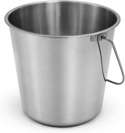 Grip Stainless Steel Bucket (2 Gallon) - Great for Pets, Cleaning, Food Prep - Hang on Fences, Cages, Kennels - Home, Garage, Workshop