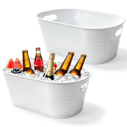 OBTANIM 4 Pack 4 Gallon Galvanized Ice Buckets Metal Champagne Drink Cooler Ice Tub with Carry Handles for Beer Cocktails Wine Beverage Home Parties Bar Cooling Supplies (Silvery)