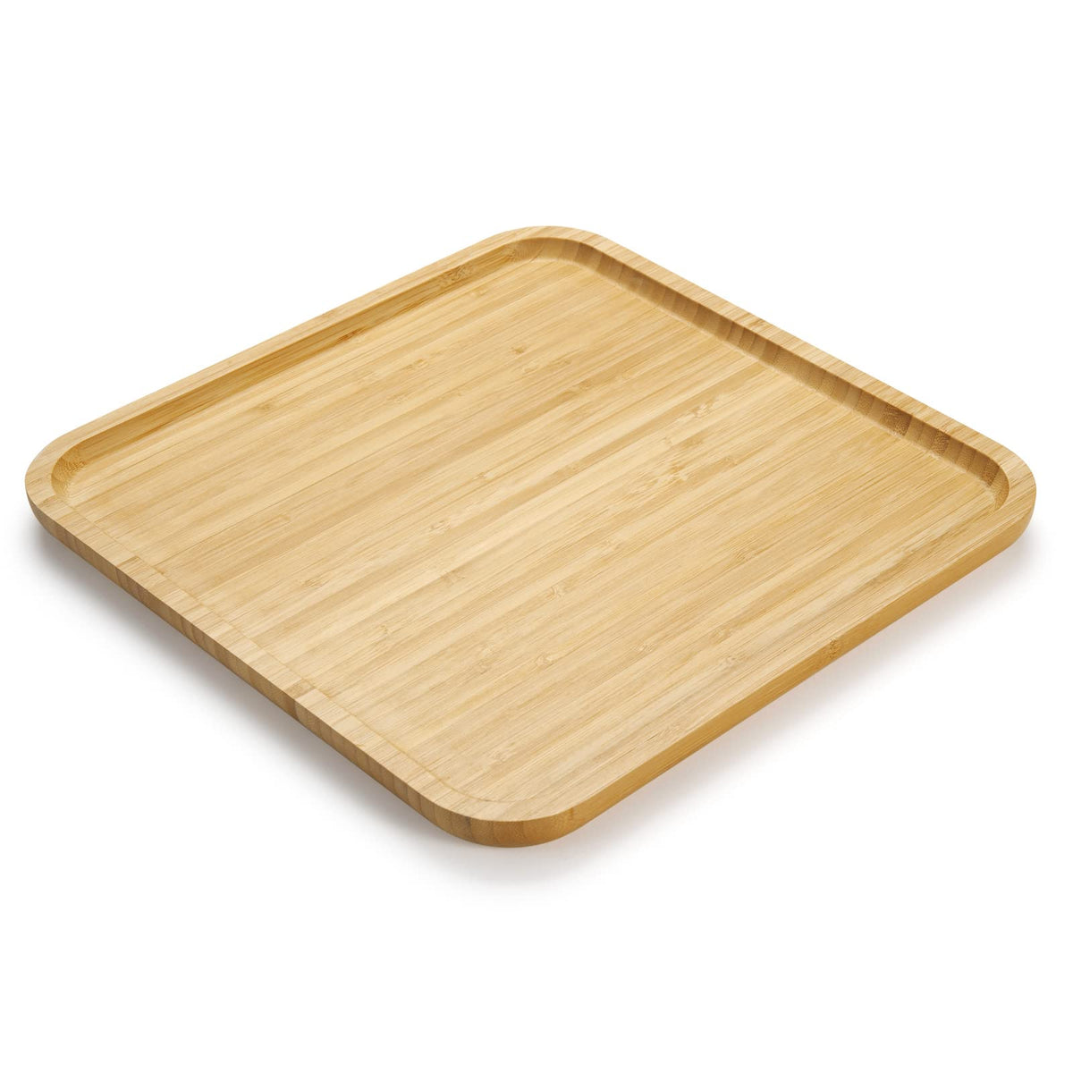 Bamboo Serving Platter, Round Wood Tray, Wooden Serving Tray, Fruit, Bread, Salad Plate, Round Wood Charcuterie Board (13.8 inch)