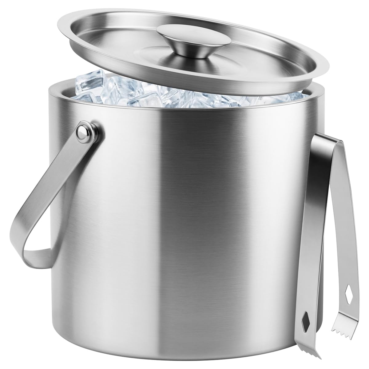 ChefBee 3L Double-Wall Stainless Steel Ice Bucket with Lid & Tongs