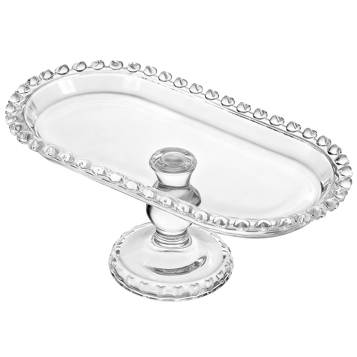 Luxshiny Footed Fruit Serving Tray: 11.7" European Style Dessert Display Platter for Fruits Snacks and Appetizers - Decorative Serving Tray for Parties Weddings and Home Decor