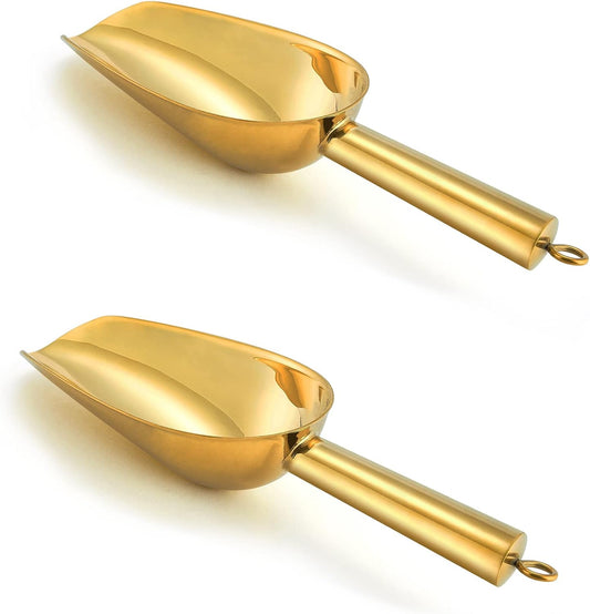 P&P CHEF Gold Mini Scoop Set of 2, Small Candy Ice Cube Scoops, 3 Oz