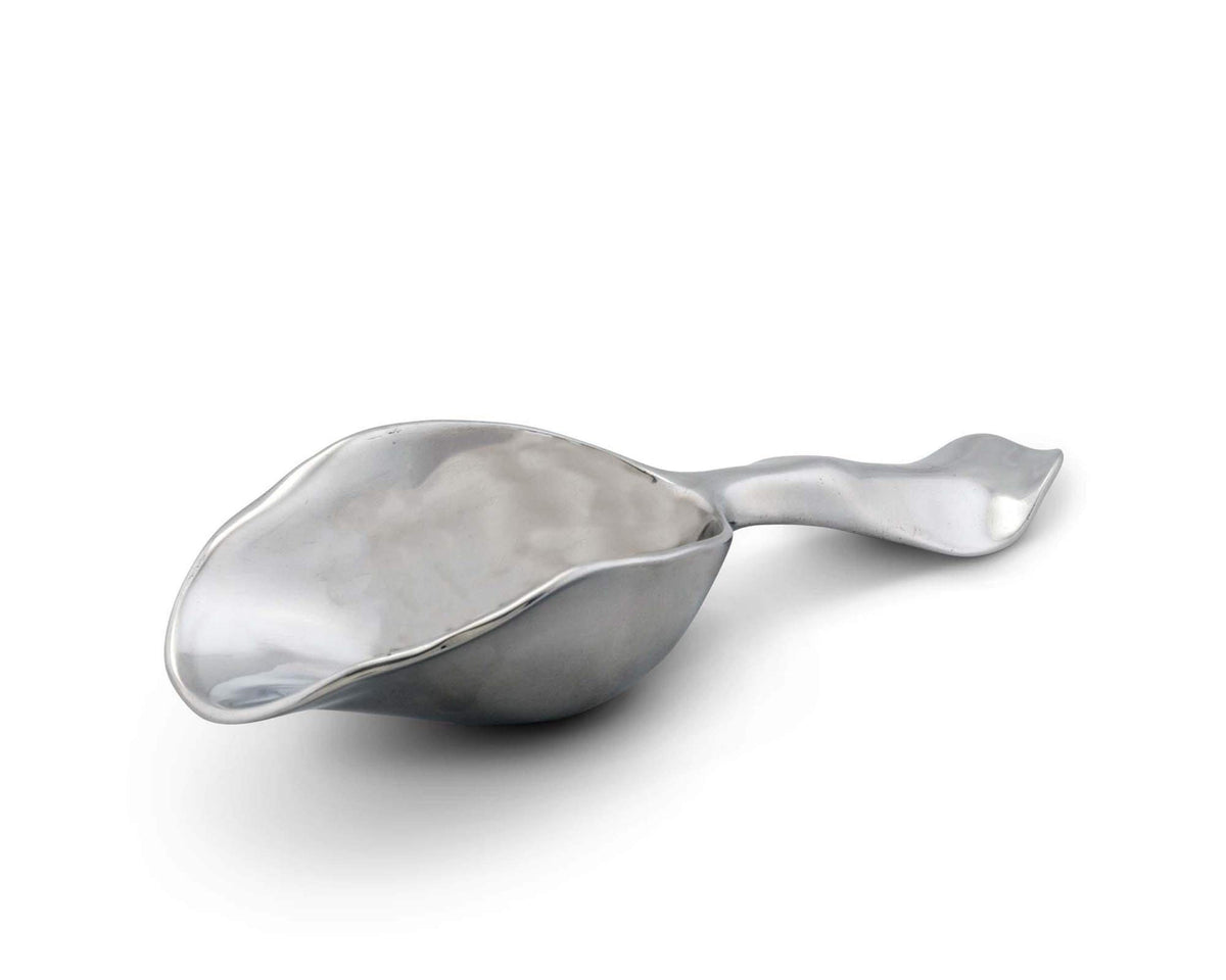 Arthur Court Magnolia Ice Scoop - Premium Sand Casted Aluminum - Elegant Ice Serving Tool - 8" Long
