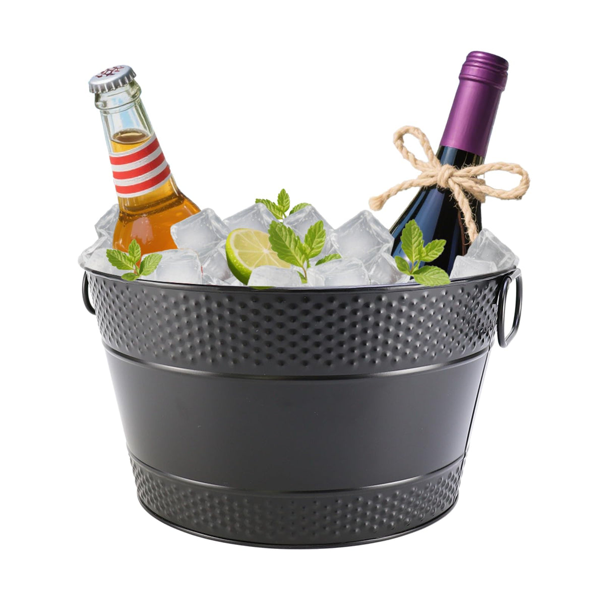 Galvanized Beverage Tub, 3 Gallon Ice Buckets Metal Drink Buckets with Handles for Champagne Cocktails Wine Beer for Catering MimosaBars Parties, White