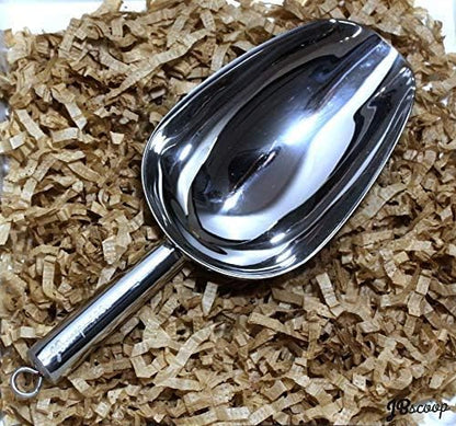 JBscoop Stainless Steel large Ice Scoop 11.3 inch, Feed Candy Popcorn Sugar Utility Scoop Easy Storage, Heavy Duty - 18 Oz