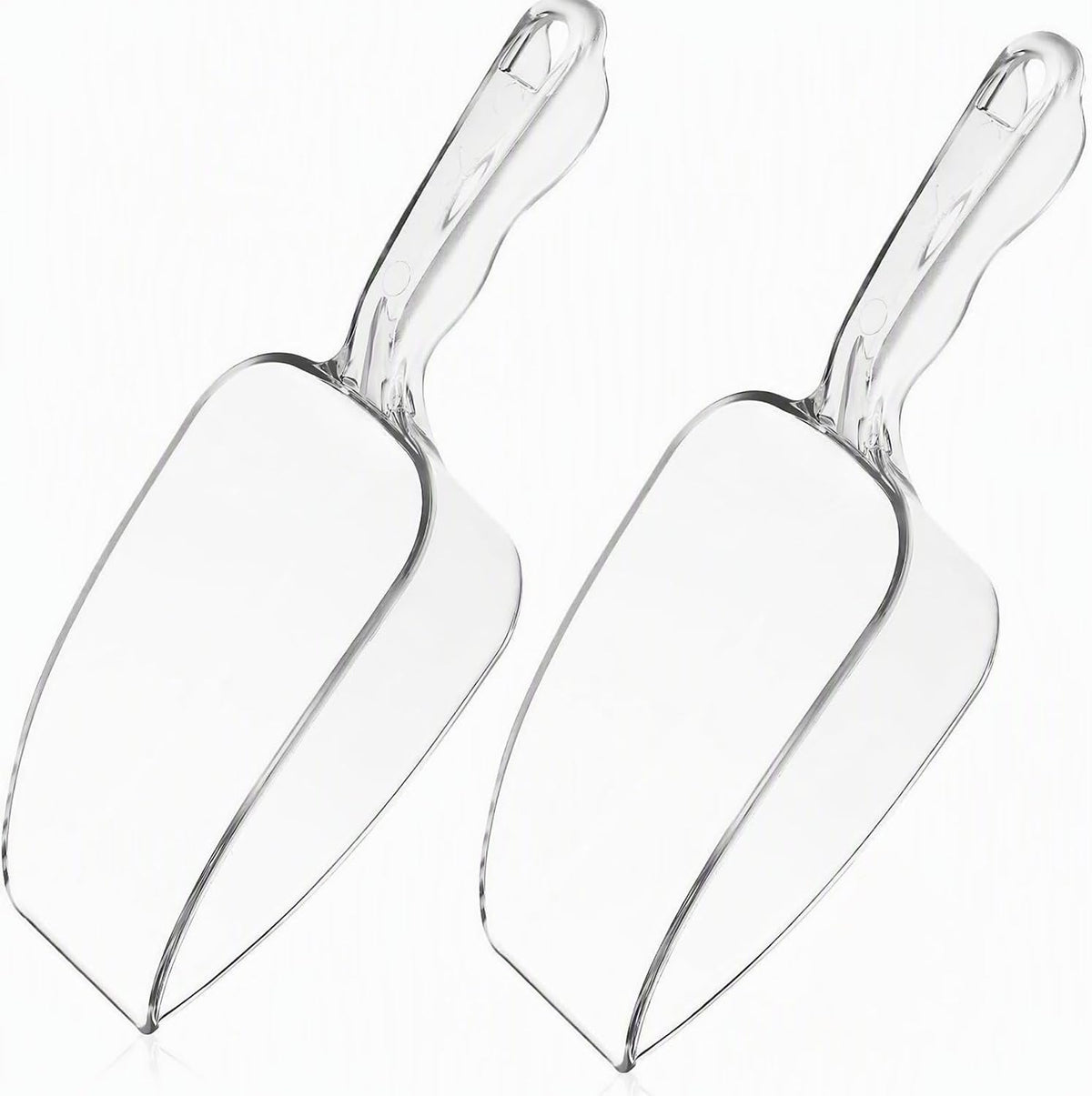 Kichvoe 2Pcs Clear Plastic Ice Scoop, Ergonomic Food Scoops 8.45x2.36in