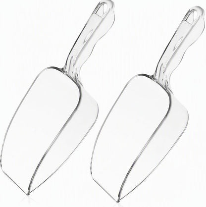 Kichvoe 2Pcs Clear Plastic Ice Scoop, Ergonomic Food Scoops 8.45x2.36in
