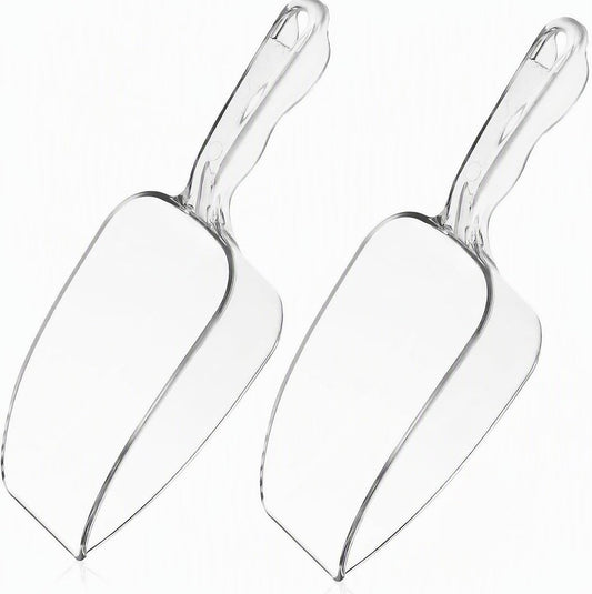 Kichvoe 2Pcs Clear Plastic Ice Scoop, Ergonomic Food Scoops 8.45x2.36in