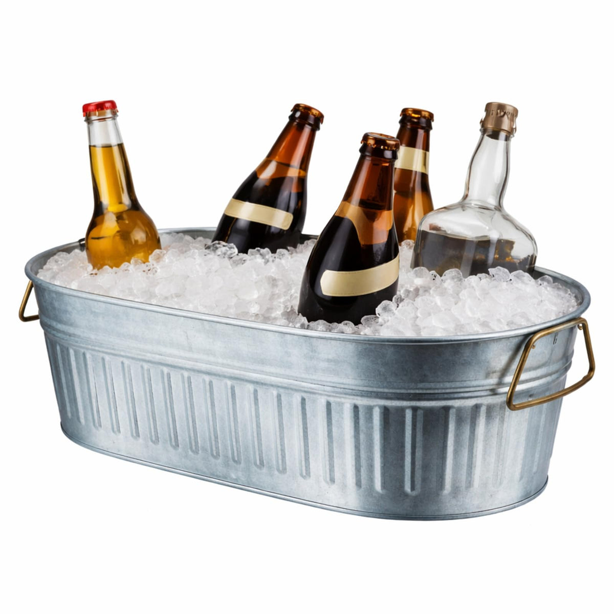 Lallisa 2 Pcs 5.3 Gallon Galvanized Metal Drink Bucket with Handles, Silver
