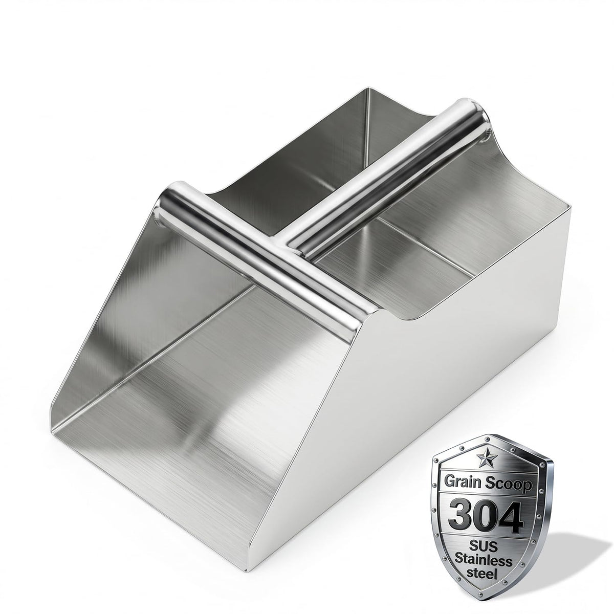 304 Stainless Steel Ice Scoop, Large 6-inch Metal Flour Scoop 50 Ounce