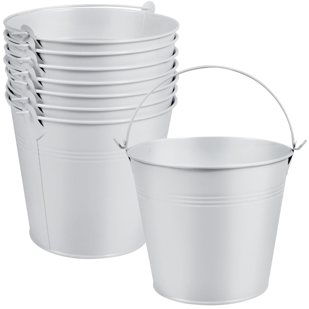 OBTANIM 7 Pack Red Metal Buckets with Handle Galvanized Ice Pails for Plants, Succulents, Party Favors Organizing, Rustic Home Decor or Classrooms Pencil Storage (7.1 x 5.2 inch)