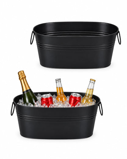 2 Pack 2.5 Gallon Galvanized Ice Buckets with Handles, White