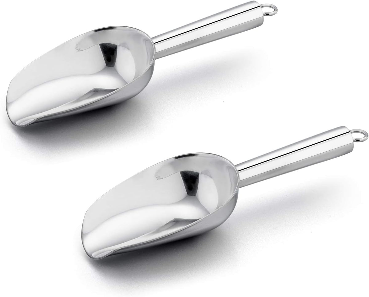 E-far 6 Ounce Ice Scoop Set of 2, Small Stainless Steel Scoop for Canisters