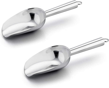 E-far 6 Ounce Ice Scoop Set of 2, Small Stainless Steel Scoop for Canisters