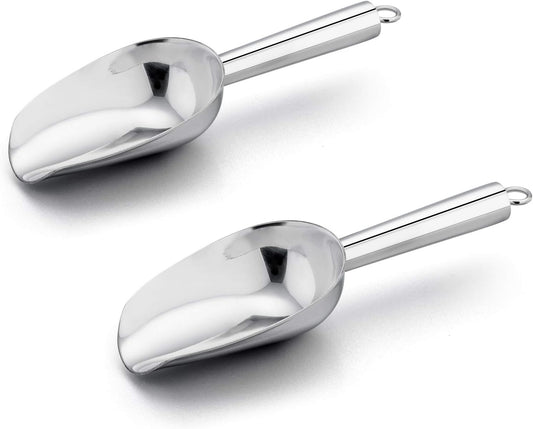 E-far 6 Ounce Ice Scoop Set of 2, Small Stainless Steel Scoop for Canisters