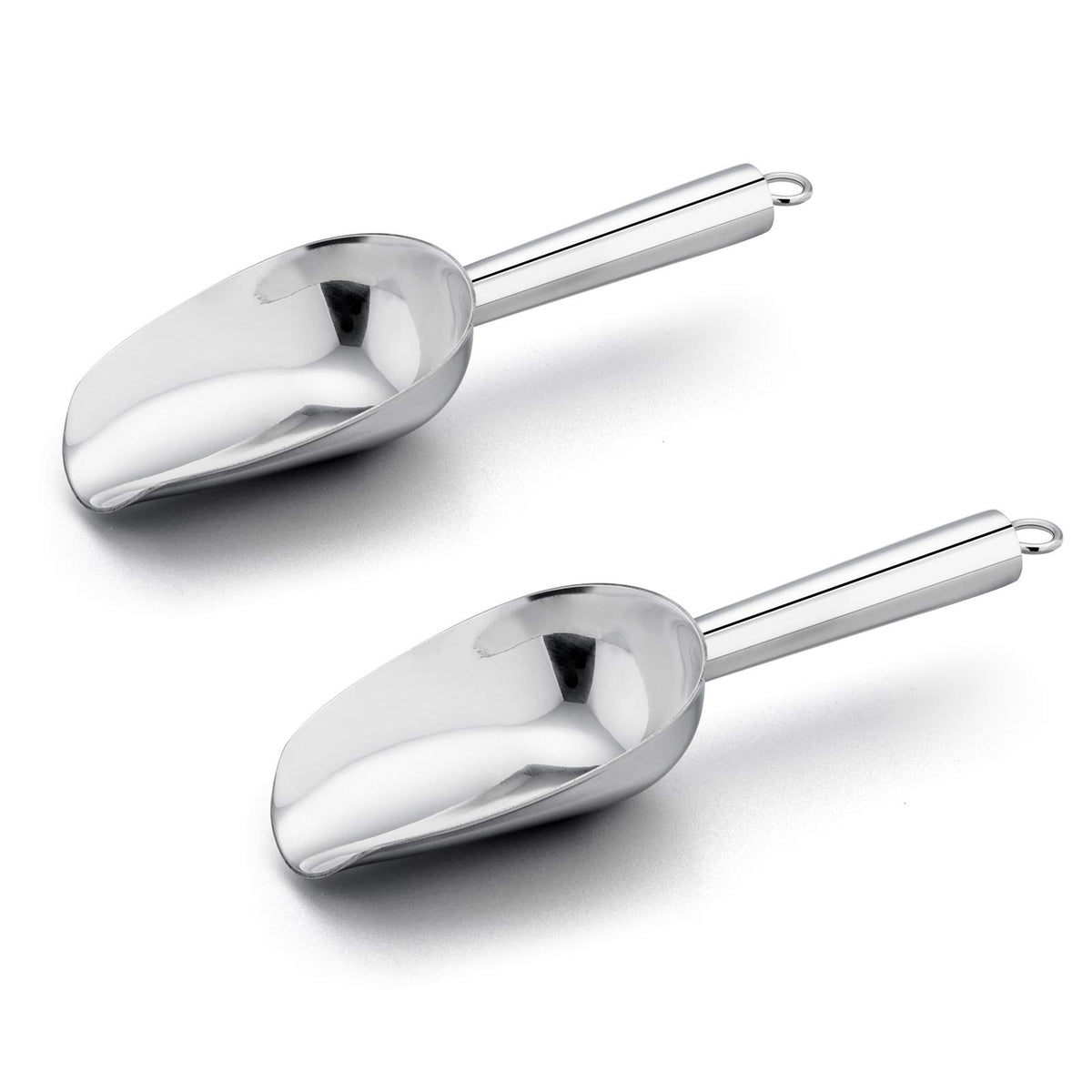 E-far 6 Ounce Ice Scoop Set of 2, Small Stainless Steel Scoop for Canisters