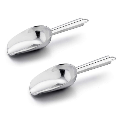 E-far 6 Ounce Ice Scoop Set of 2, Small Stainless Steel Scoop for Canisters