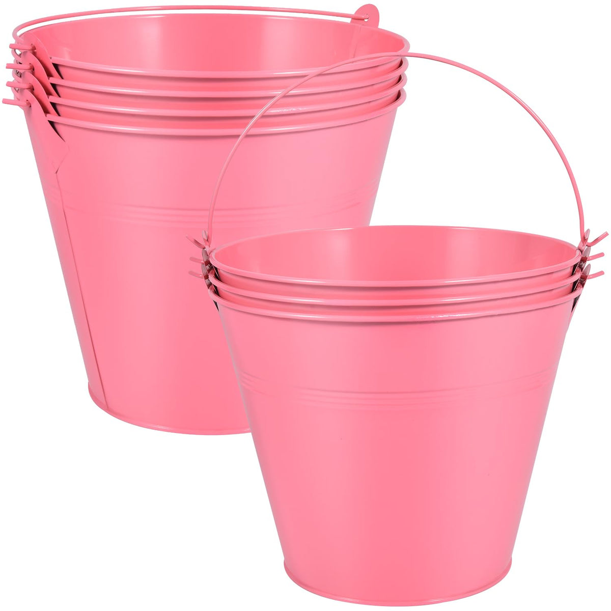 OBTANIM 7 Pack Red Metal Buckets with Handle Galvanized Ice Pails for Plants, Succulents, Party Favors Organizing, Rustic Home Decor or Classrooms Pencil Storage (7.1 x 5.2 inch)