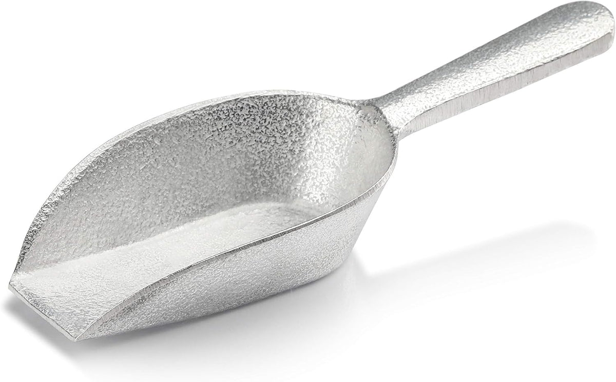 New Star Foodservice Cast Aluminum Flat Bottom Scoop, 2-Ounce, Silver