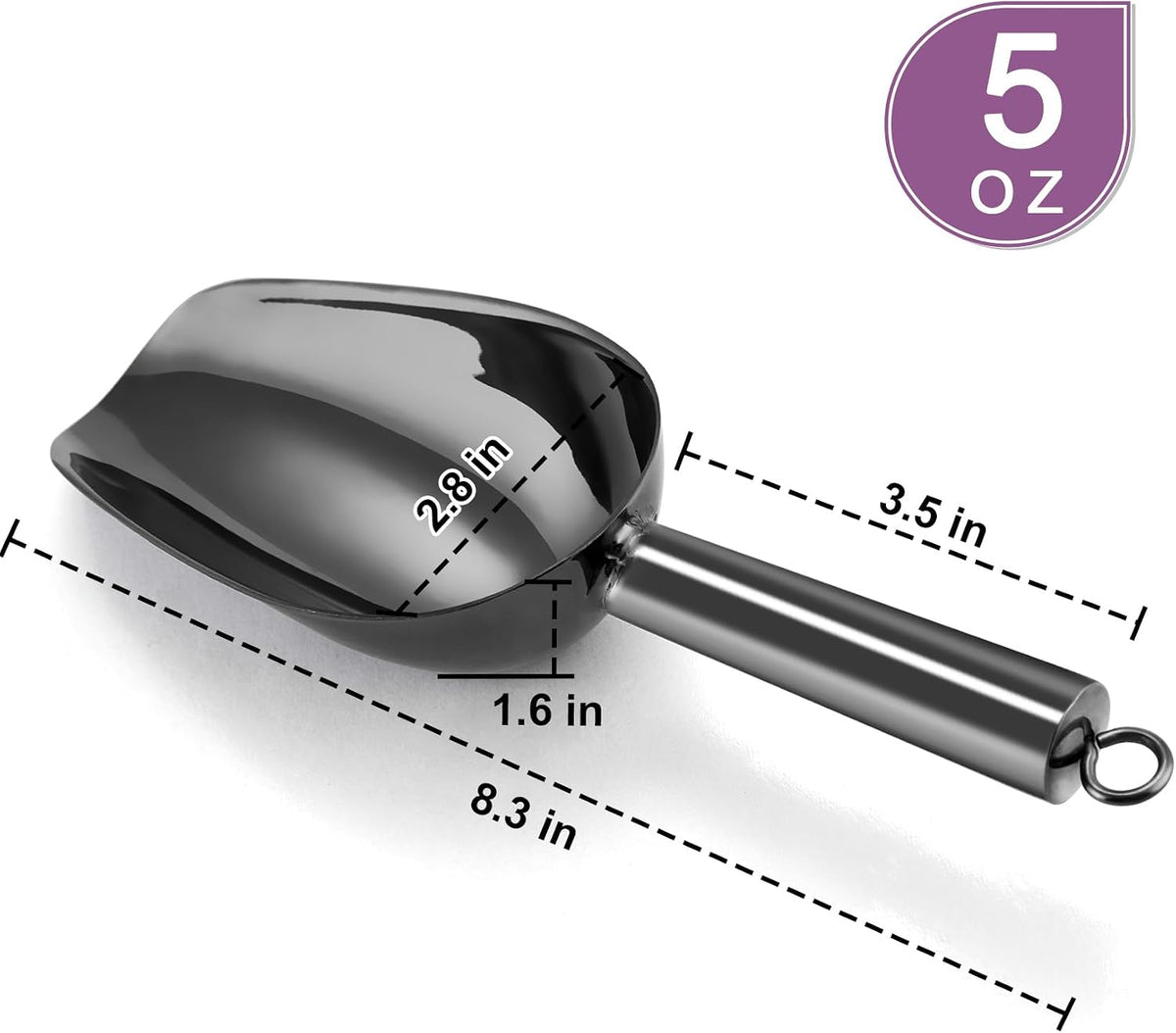 P&P CHEF Black Ice Scoop, 6OZ Small Stainless Steel Candy Food Scoop