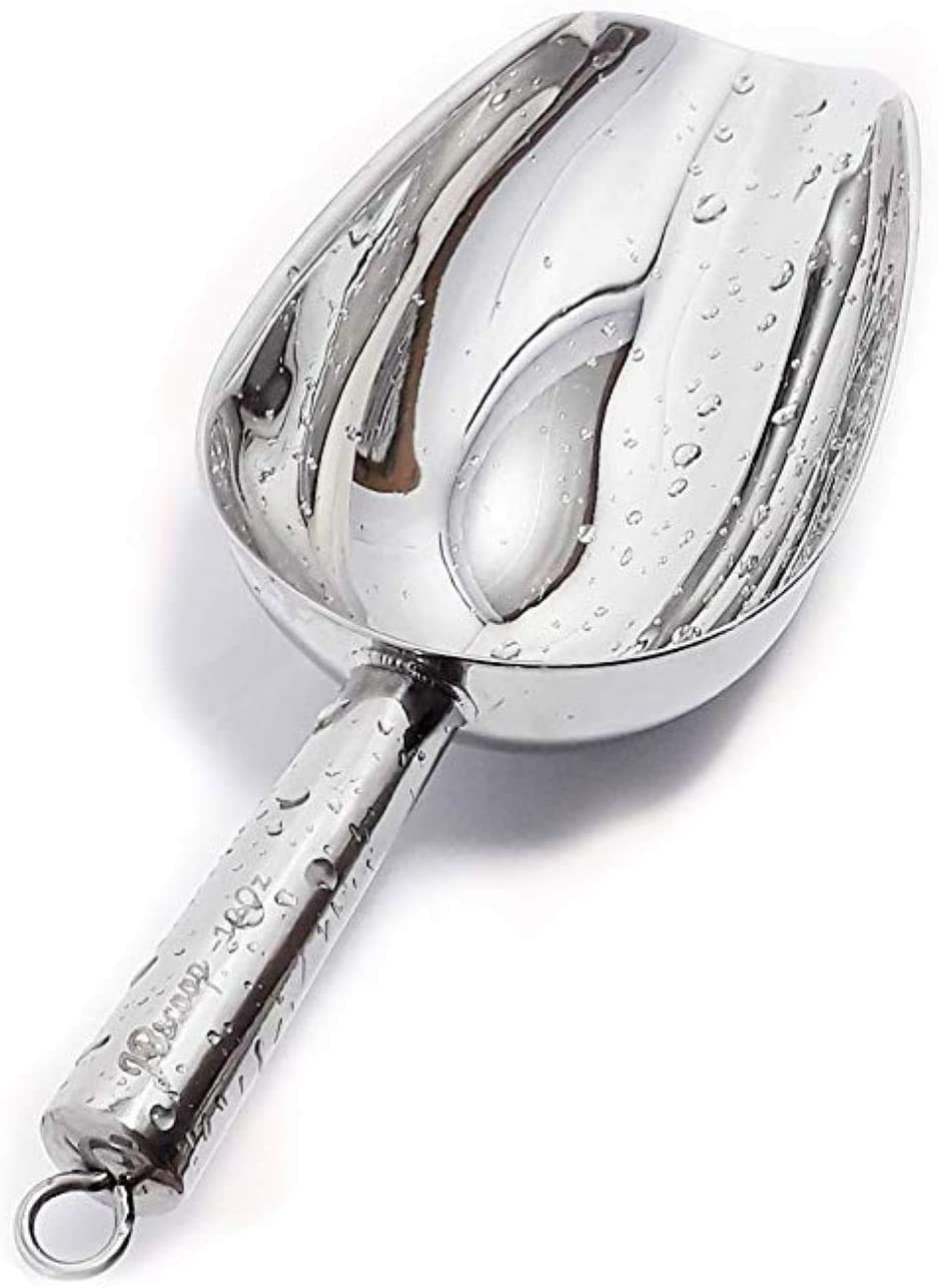 JBscoop Stainless Steel large Ice Scoop 11.3 inch, Feed Candy Popcorn Sugar Utility Scoop Easy Storage, Heavy Duty - 18 Oz