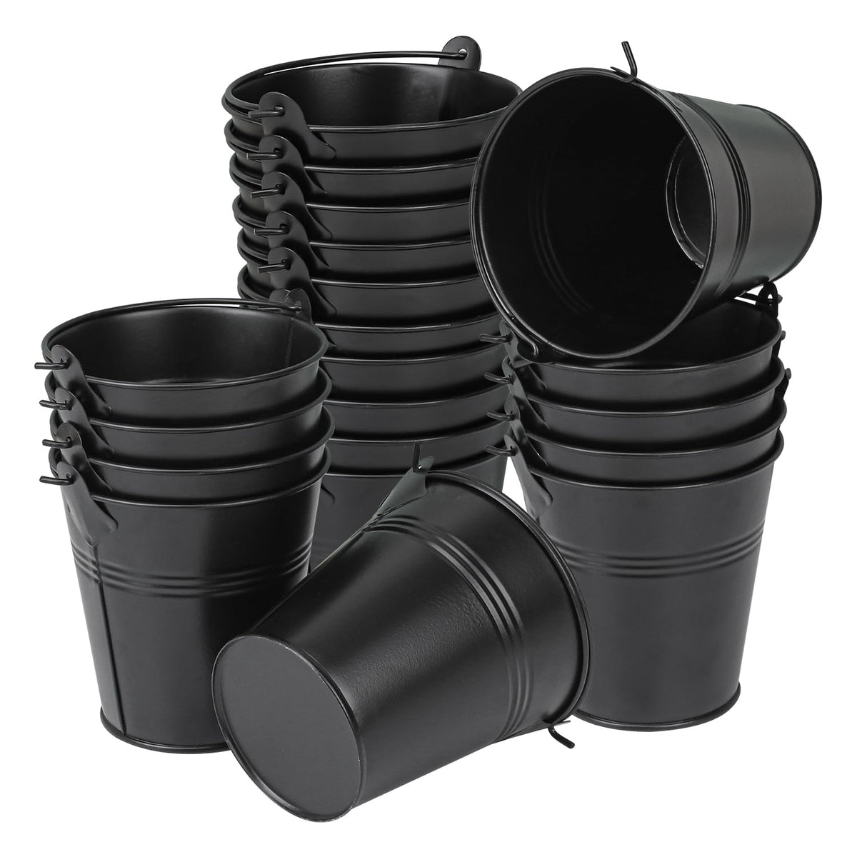 12 Pack 7 Inch Large Galvanized Ice Buckets with Handles, 100 OZ Metal Bucket for Beer, Wine, Champagne, Parties, BBQs, Tailgating, and Elegant Centerpieces