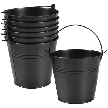 OBTANIM 7 Pack Red Metal Buckets with Handle Galvanized Ice Pails for Plants, Succulents, Party Favors Organizing, Rustic Home Decor or Classrooms Pencil Storage (7.1 x 5.2 inch)