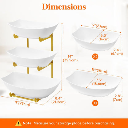Lifewit 3 Tier Fruit Bowl for Kitchen Counter, Tiered Plastic Serving Tray