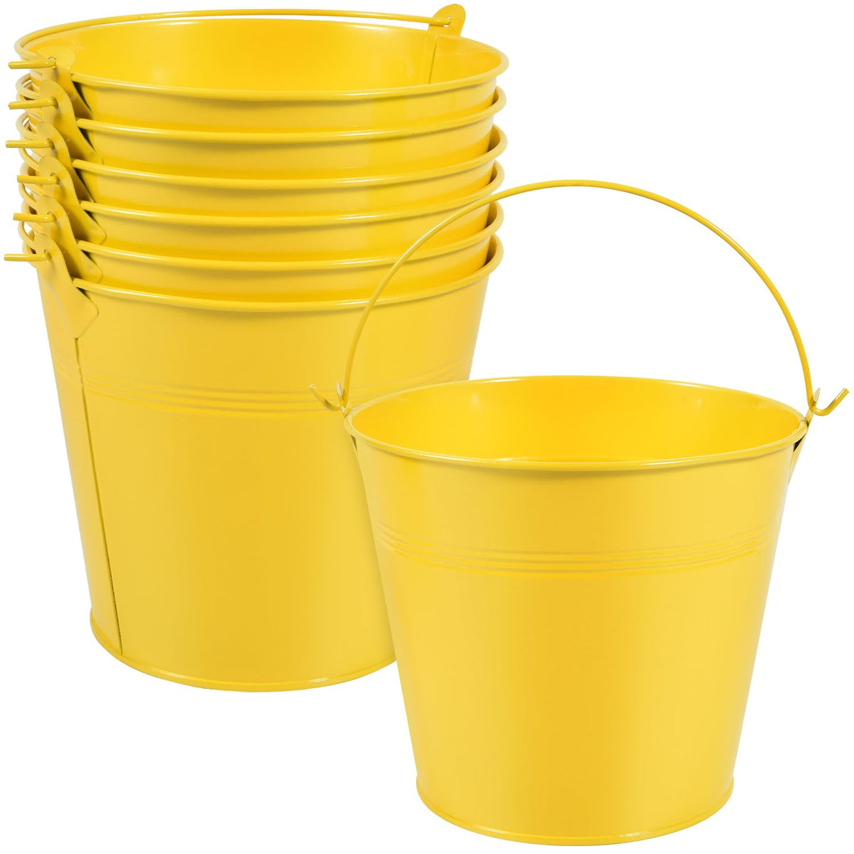 OBTANIM 7 Pack Red Metal Buckets with Handle Galvanized Ice Pails for Plants, Succulents, Party Favors Organizing, Rustic Home Decor or Classrooms Pencil Storage (7.1 x 5.2 inch)