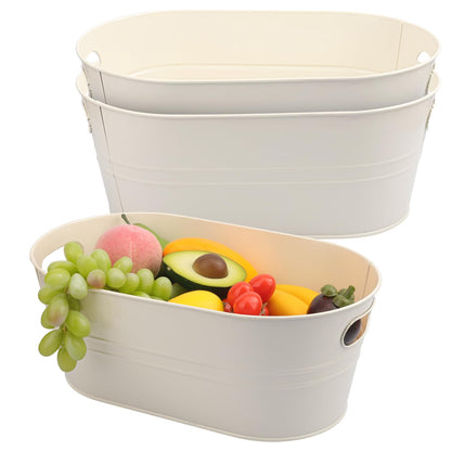 3 Pack 15.3" x 9" x 6" Red Metal Galvanized Tub with Handles, 3 Gallon Large Beverage Tubs for Parties, Beer, Wine, and Cocktails, Rust-Proof and Durable Ice Buckets