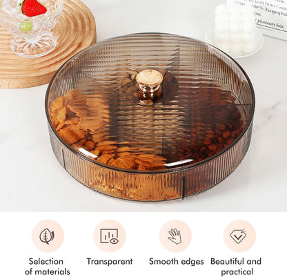 Divided Clear Snack Serving Tray with Lid, 6 Compartments Round Plastic Food Storage Organizer for Fruits, Nuts, Candies, Cookies, Snackle Box for Kitchen, Party and Picnic(Grey)