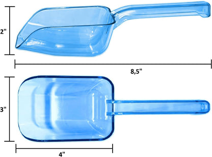 2-Pack Plastic Ice Scoop for Freezer, 8 oz Each, Clear Blue Ice Scoops