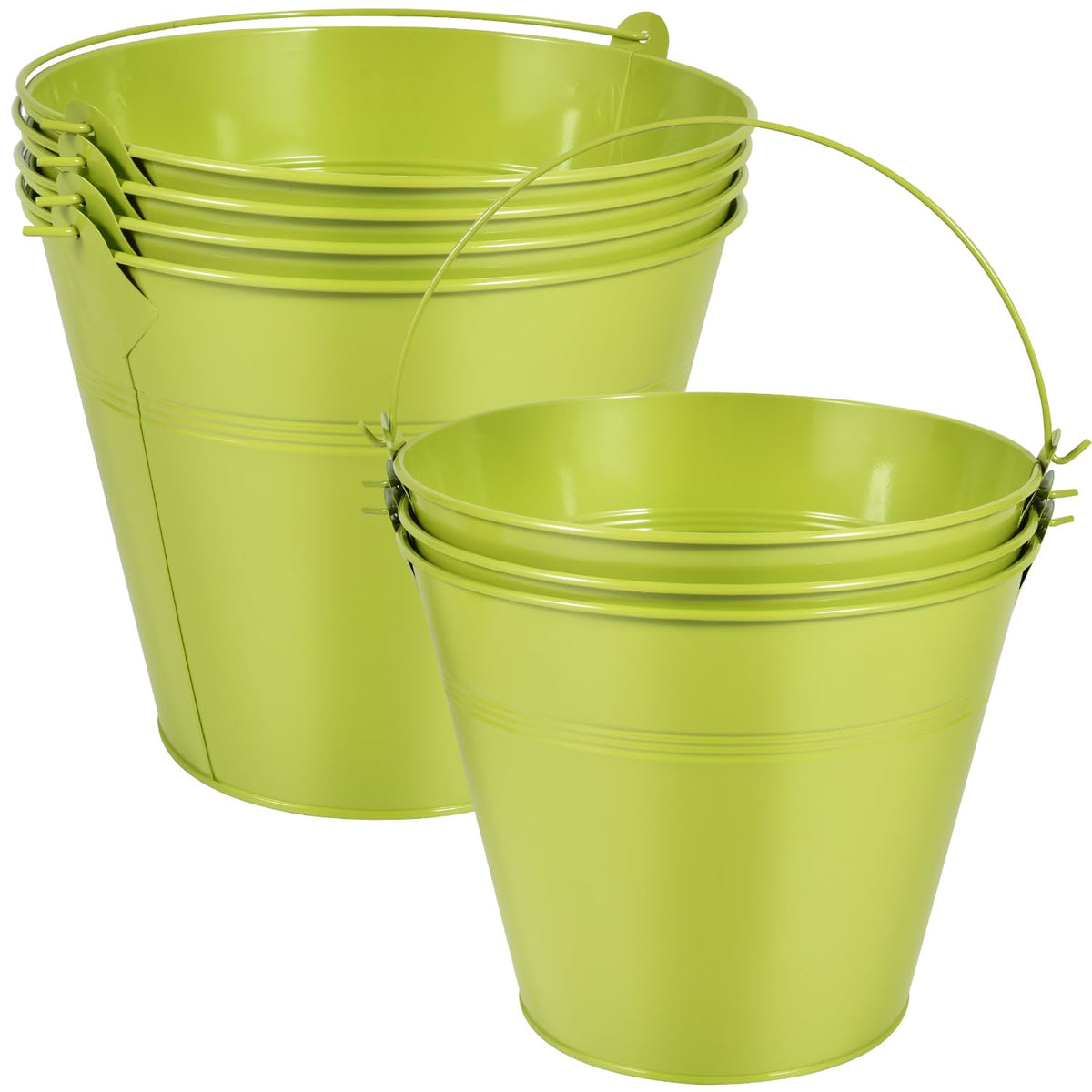 OBTANIM 7 Pack Red Metal Buckets with Handle Galvanized Ice Pails for Plants, Succulents, Party Favors Organizing, Rustic Home Decor or Classrooms Pencil Storage (7.1 x 5.2 inch)
