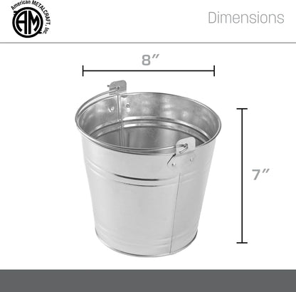 American Metalcraft PTUB87 Natural Galvanized Steel Pail with Handle, 1.16-Gallon, 8" Diameter, Silver