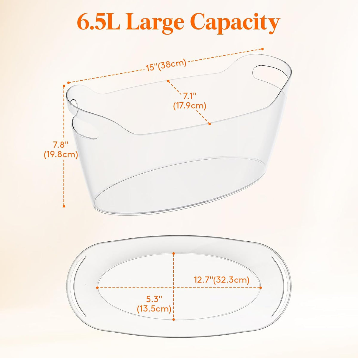 Lifewit 6.5L Plastic Ice Bucket for Parties with Handle & Scoop, 2 Pcs