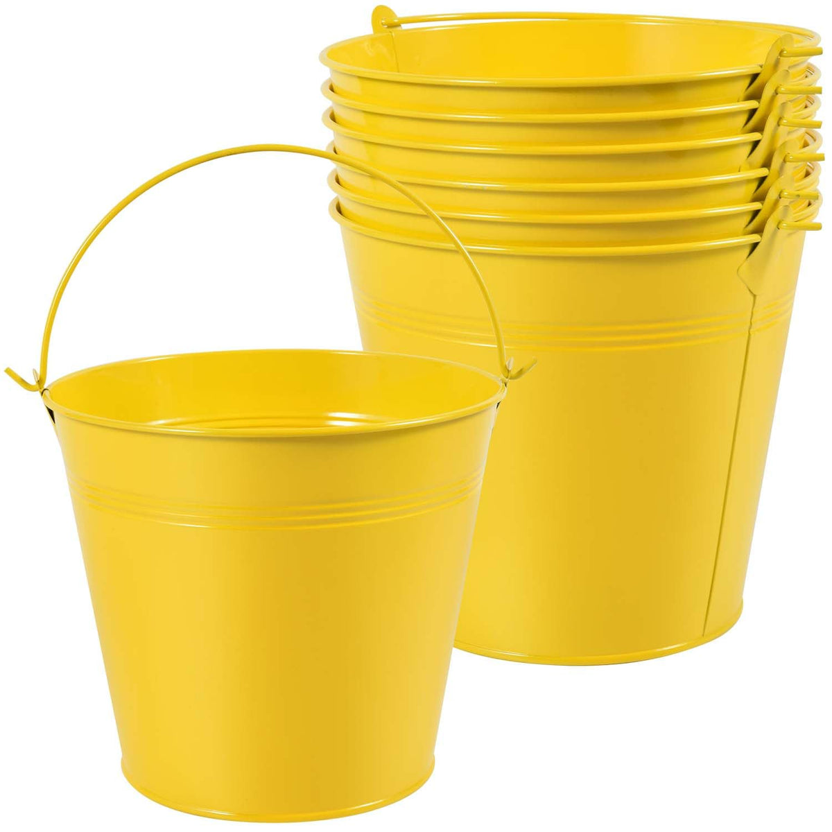 OBTANIM 7 Pack Red Metal Buckets with Handle Galvanized Ice Pails for Plants, Succulents, Party Favors Organizing, Rustic Home Decor or Classrooms Pencil Storage (7.1 x 5.2 inch)