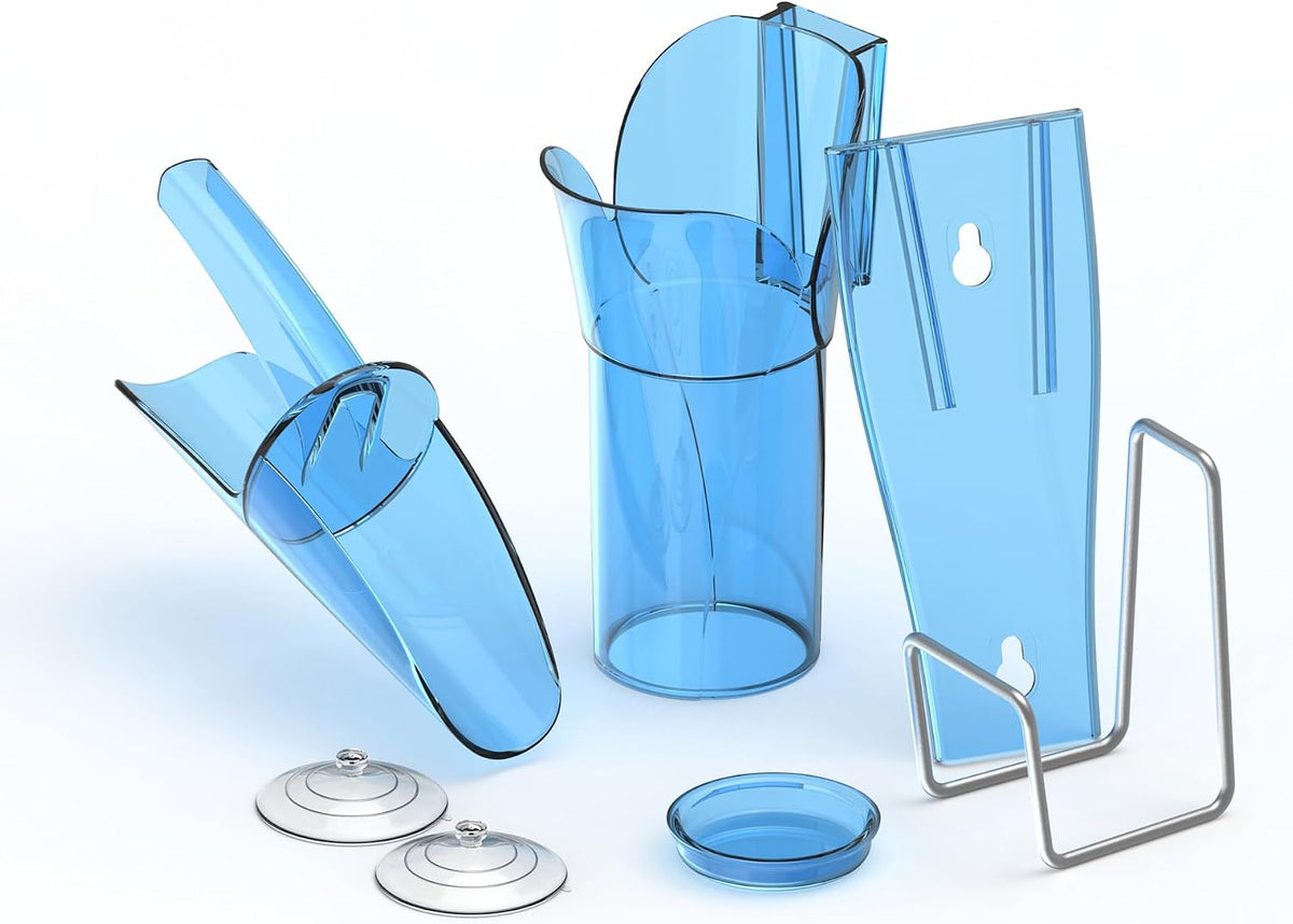 Saf-T-Scoop with Holder for Ice Buckets and Coolers, Plastic, 6 To 10 Ounces, Blue