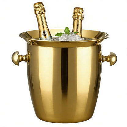 Ice Bucket, Large Ice Bucket for Parties, 5L Portable Stainless Steel Wine Buckets with Handle for Champagne, Beer, Cocktails, Indoor, Outdoor, Camping, Picnic(Silver)
