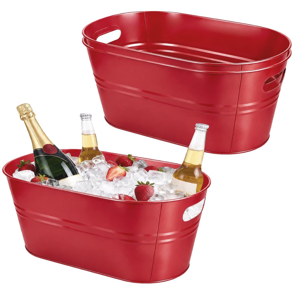 OBTANIM 3 Pack 4 Gallon Galvanized Ice Buckets Metal Champagne Drink Cooler Ice Tub with Carry Handles for Beer Cocktails Wine Beverage Home Parties Bar Cooling Supplies (Silvery)