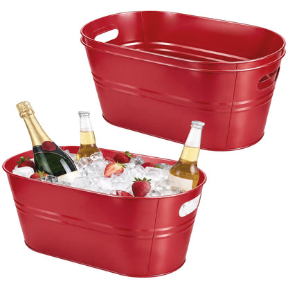 OBTANIM 3 Pack 4 Gallon Galvanized Ice Buckets Metal Champagne Drink Cooler Ice Tub with Carry Handles for Beer Cocktails Wine Beverage Home Parties Bar Cooling Supplies (Silvery)