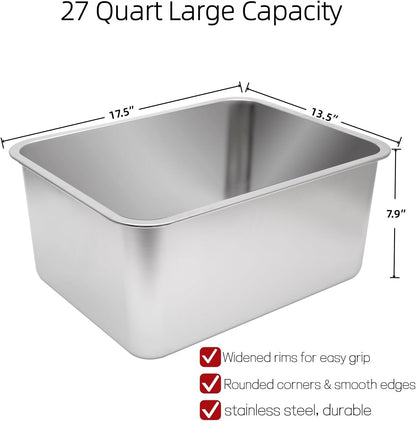 27 Quart Stainless Steel Ice Bucket, 25.8L/6.8 Gallon Large Beverage Tub