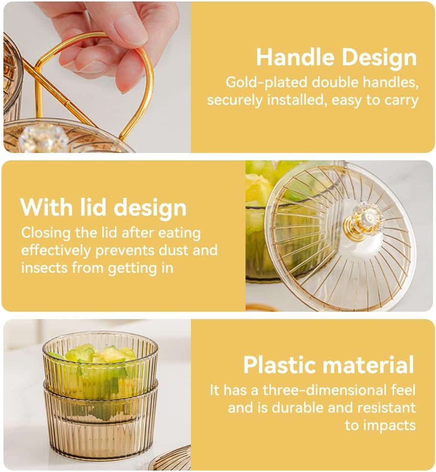 Plastic Snackle Box Container Snack Organizer and Fruit Platter with Lids and Metal Rack Divided Serving Bowl for Nuts Candy Dry Fruits (6 Bowls)