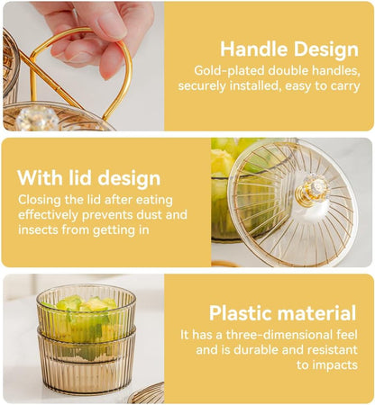 Plastic Snackle Box Container Snack Organizer and Fruit Platter with Lids and Metal Rack Divided Serving Bowl for Nuts Candy Dry Fruits (6 Bowls)
