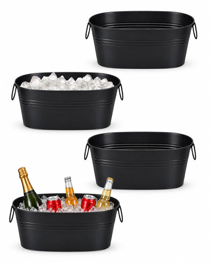 2 Pack 2.5 Gallon Galvanized Ice Buckets with Handles, White