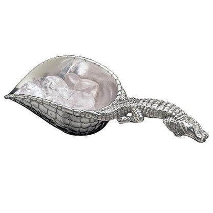 Arthur Court Magnolia Ice Scoop - Premium Sand Casted Aluminum - Elegant Ice Serving Tool - 8" Long