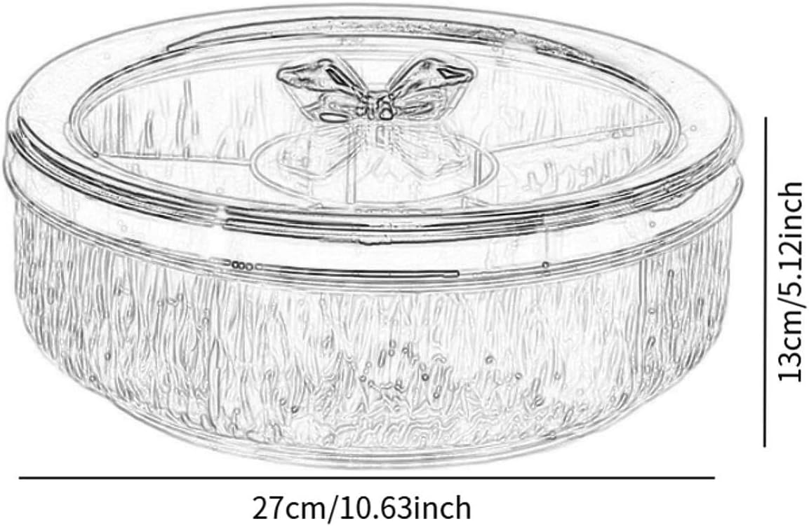 Rotating Divided Serving Tray with Lid, 6-Compartment Candy and Snack Platter, Rose Gold, for Wedding Party and Home Entertaining