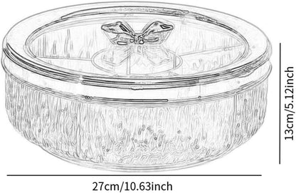 Rotating Divided Serving Tray with Lid, 6-Compartment Candy and Snack Platter, Rose Gold, for Wedding Party and Home Entertaining